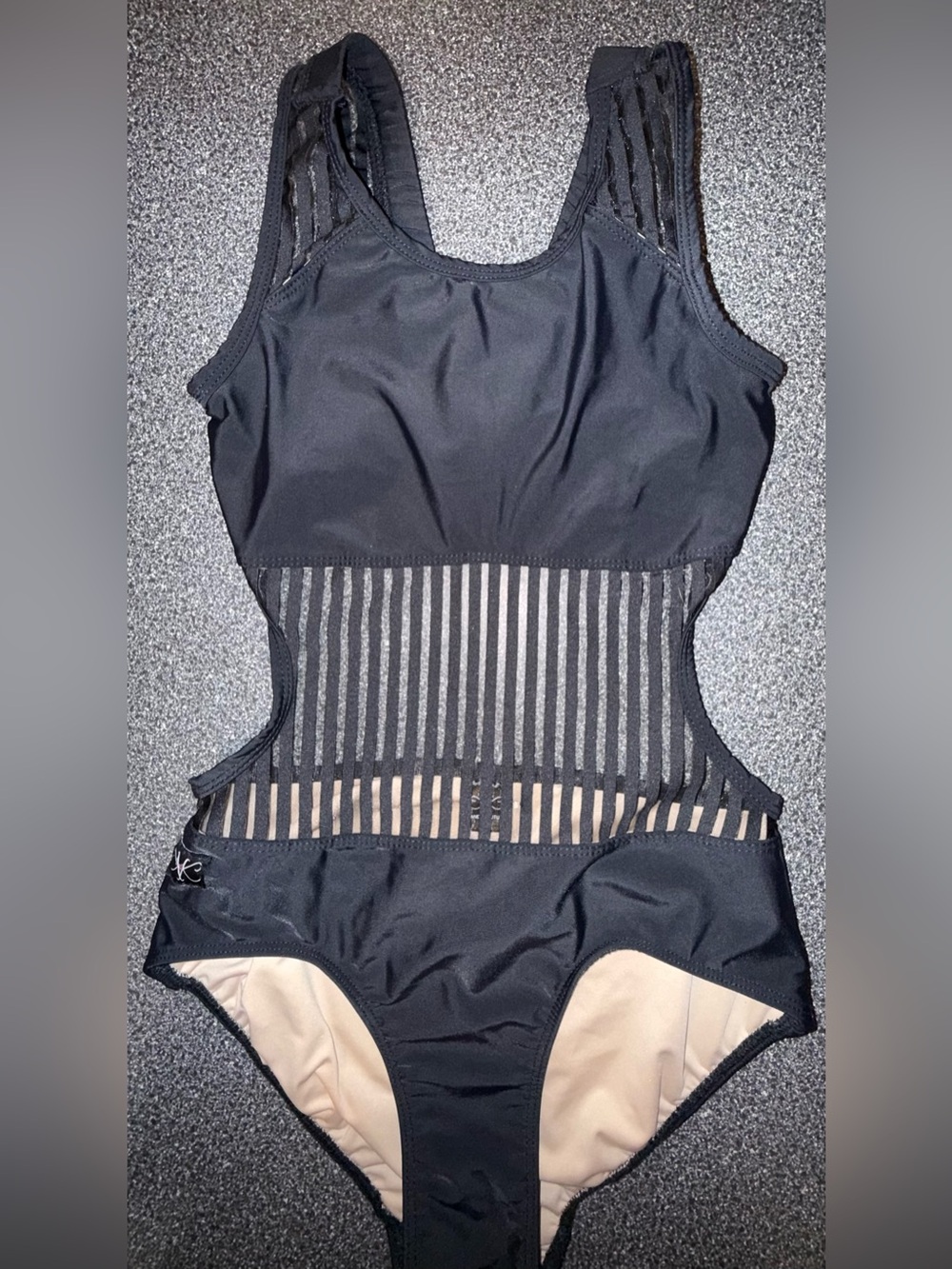 Kandi Kouture Dance Leotard Black w/Black Mesh Middle Size Adult Teen Small